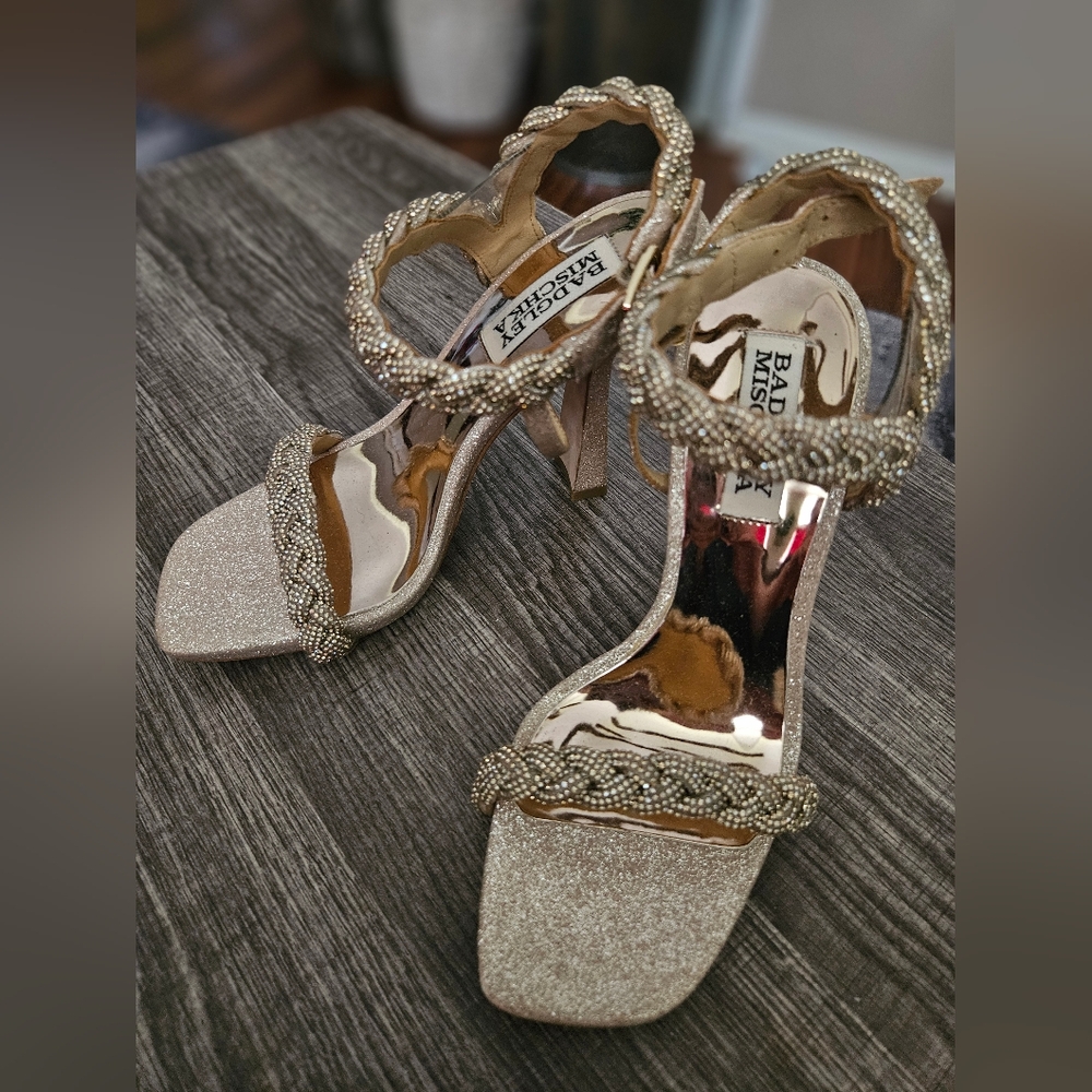 Badgley Mischka Women's Glitter Sandals - Gold Sz 5